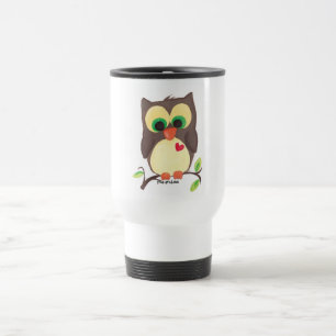 'Ik draag mijn hart op mijn uil' koffie om mee te Reisbeker