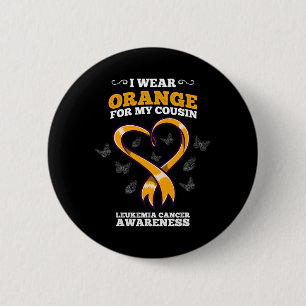 Ik draag oranje neef Leukemie Kanker Bewustzijn Bl Ronde Button 5,7 Cm