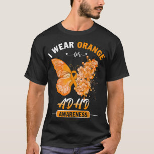 Ik Draag Oranje voor ADHD Awareness Butterfly 792 T-shirt