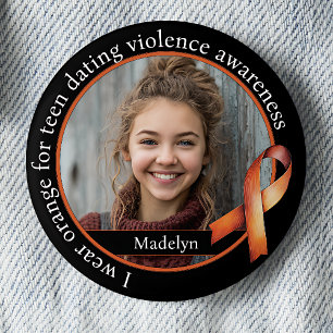 Ik draag oranje voor bewustzijn van datinggeweld o ronde button 5,7 cm