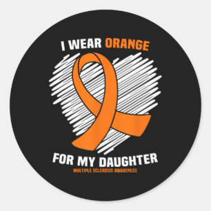 Ik Draag Oranje voor mijn dochter multiple scleros Ronde Sticker