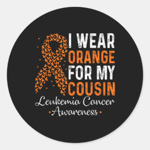 Ik draag oranje voor mijn neef - Leukemie kanker O Ronde Sticker