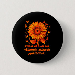 Ik draag oranje voor multiple sclerose bewustzijn ronde button 5,7 cm