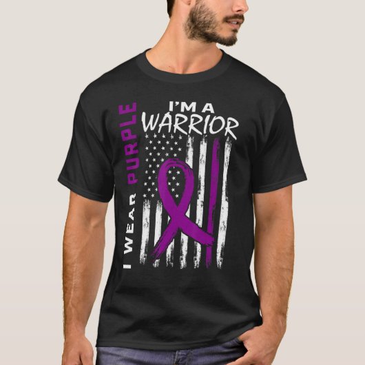 Ik Draag Paars dat ik een Warrior Epilepsy Bewusth T-shirt (Voorkant)