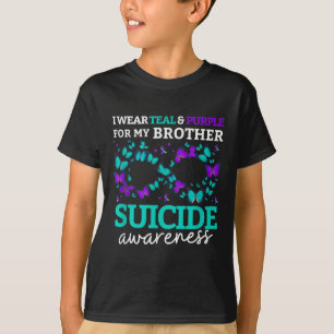 Ik Draag Paars en Blauwgroen voor mijn broer Suici T-shirt