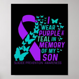 Ik Draag Paars en Blauwgroen voor mijn zoon Suicid Poster