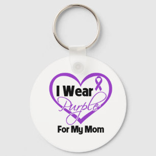 Ik Draag Paars Heart Ribbon - Mam Sleutelhanger