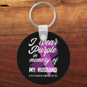 Ik Draag Paars in geheugen voor mijn man overdosis Sleutelhanger (Voorkant)