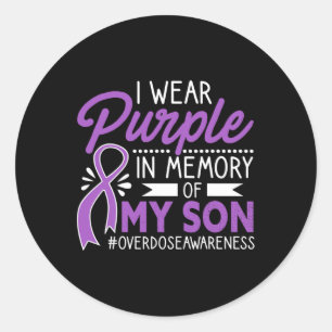 Ik Draag Paars ter nagedachtenis van mijn zoon Awa Ronde Sticker