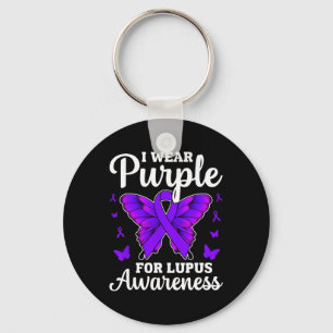 Ik draag paars voor lupus bewustzijn maand vlinder sleutelhanger