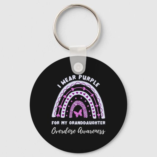 Ik Draag Paars voor mijn kleindochter Overdosis Aw Sleutelhanger (Voorkant)