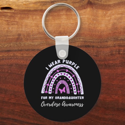 Ik Draag Paars voor mijn kleindochter Overdosis Aw Sleutelhanger (Voorkant)