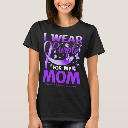 Ik Draag Paars voor mijn mama pancreaskanker T-shirt (Voorkant)