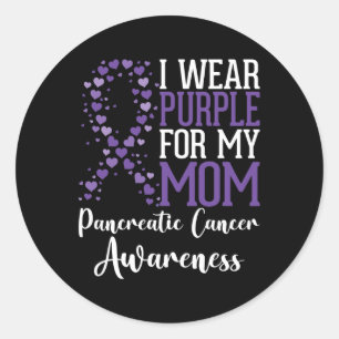 Ik draag Paars voor mijn mama Pancreatic Cancer Aw Ronde Sticker
