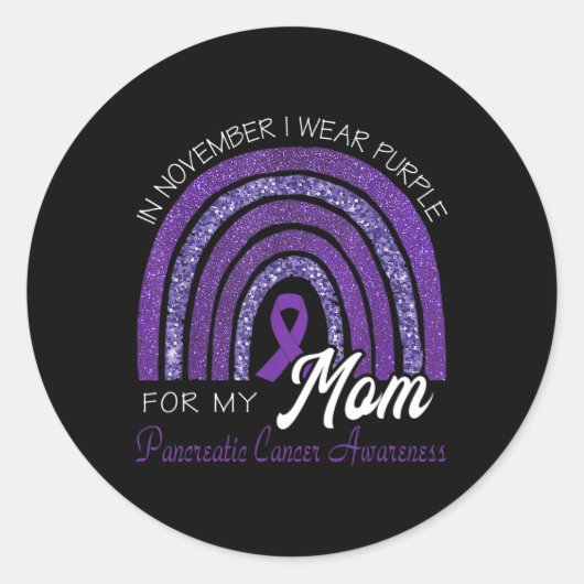 Ik Draag Paars voor mijn moeder - pancreaskanker Ronde Sticker (Voorkant)