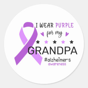 Ik Draag Paars Voor Mijn Oma Alzheimer Bewustzijn Ronde Sticker
