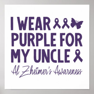 Ik Draag Paars voor mijn oom Alzheimer bewustzijn Poster