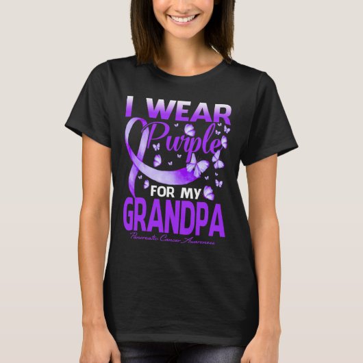 Ik Draag Paars voor mijn opa Pancreatic Cancer Awa T-shirt (Voorkant)