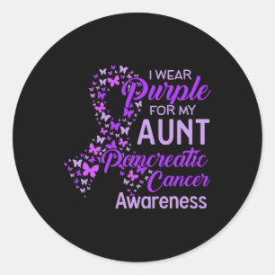 Ik Draag Paars voor mijn tante Pancreatic Cancer Ronde Sticker