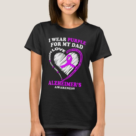 Ik Draag Paars voor mijn vader Alzheimer's dementi T-shirt (Voorkant)