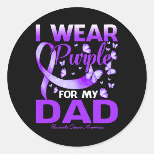 Ik Draag Paars voor mijn vader Pancreas Kanker Awa Ronde Sticker