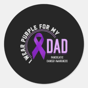 Ik Draag Paars voor mijn vader Pancreas Kanker Awa Ronde Sticker