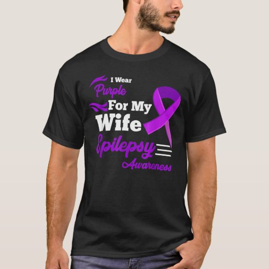 Ik Draag Paars voor mijn vrouw Epilepsy Bewust T-shirt (Voorkant)