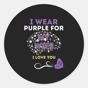 Ik Draag Paars voor mijn vrouw Ronde Sticker