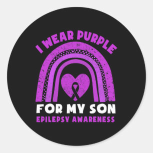 Ik draag paars voor mijn zoon Epilepsie bewustzijn Ronde Sticker