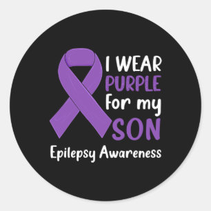 Ik Draag Paars voor mijn zoon Epilepsy Bewustwordi Ronde Sticker