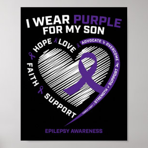 Ik Draag Paars voor mijn zoon Epilepsy Bewustzijn Poster