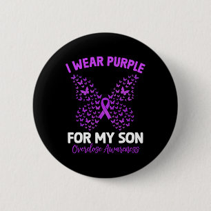 Ik Draag Paars voor mijn zoon Overdosis Bewustmaki Ronde Button 5,7 Cm