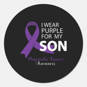 Ik Draag Paars voor mijn zoon - pancreaskanker Ronde Sticker