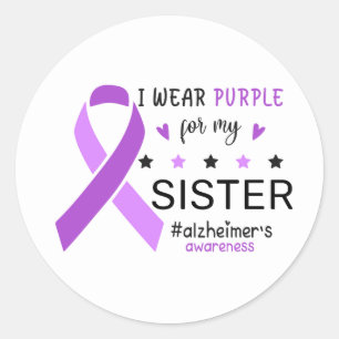Ik Draag Paars Voor Mijn Zus Alzheimer Bewustzijn Ronde Sticker
