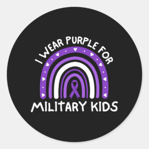 Ik Draag Paars voor militaire Kinderen Ronde Sticker