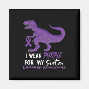 Ik draag paars voor Sister Dinosaur epilepsie bewu Magneet
