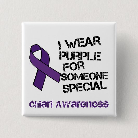 Ik Draag Paarse Chiari Awareness Ribbon Button (Voorkant)