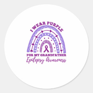 Ik Draag Paarse grootvader epilepsie bewustzijn Ronde Sticker