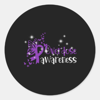 Ik Draag Paarse Ribbon Support End Overdosering Be Ronde Sticker