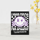 Ik Draag Paarse voor Epilepsy Awareness Smile Face Kaart (Gele Bloem)