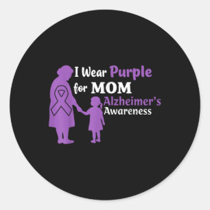 Ik Draag Paarse voor mama Heimers Awareness Mother Ronde Sticker