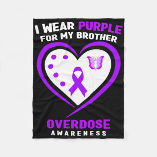 Ik Draag Paarse voor mijn broertje Overdosis Bewus Fleece Deken
