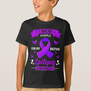Ik draag Paarse voor mijn Brother Epilepsie Awaren T-shirt