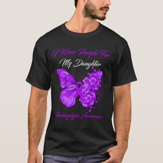 Ik Draag Paarse voor mijn dochter Fibromyalgia War T-shirt (Voorkant)