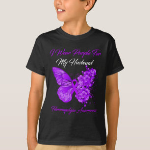 Ik Draag Paarse voor mijn man Fibromyalgia Warrior T-shirt