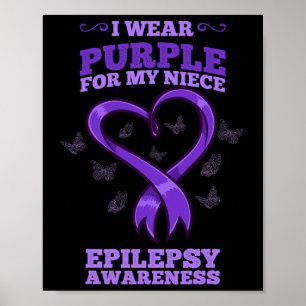 Ik Draag Paarse voor mijn nichtje Epilepsie Bewust Poster