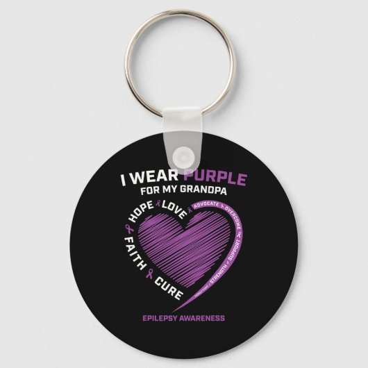 Ik Draag Paarse voor mijn opa Epilepsie Awareness Sleutelhanger (Voorkant)