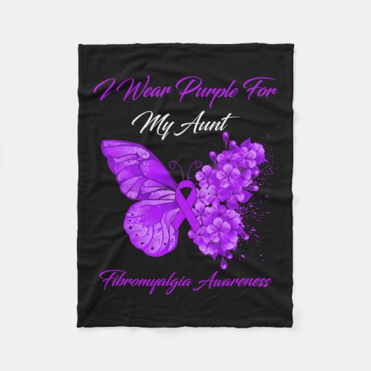 Ik Draag Paarse voor mijn tante fibromyalgie bewus Fleece Deken (Voorkant)