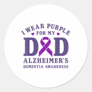 Ik Draag Paarse voor mijn vader Heimers Dementia A Ronde Sticker