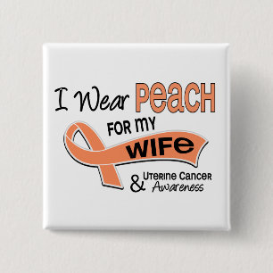 Ik Draag Peach 42 vrouw met baarmoederhalskanker Vierkante Button 5,1 Cm